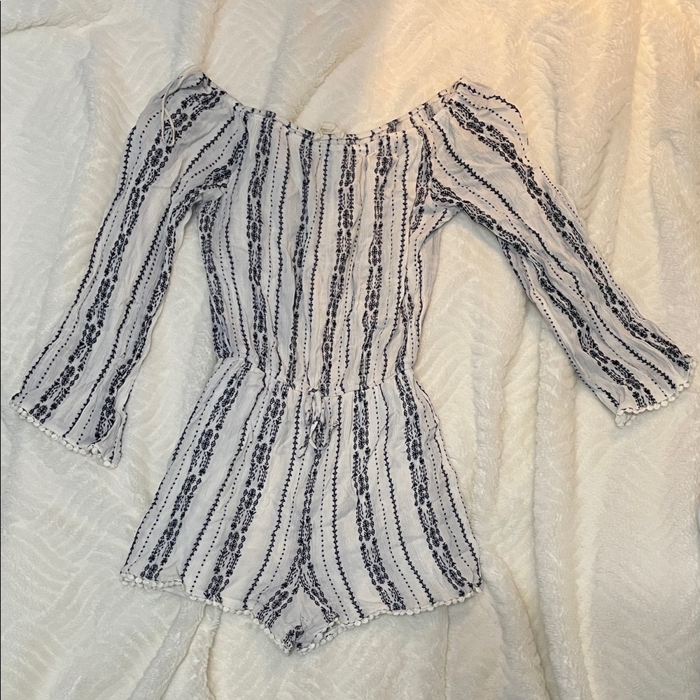 Onetheland Navy and White Striped Romper